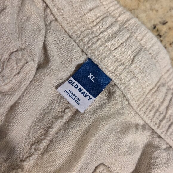 Old Navy Linen Blend Pants Tan High Rise Wide Leg Pull On Women Sz XL Drawstring - Picture 10 of 15